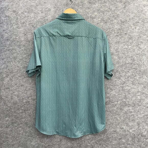 JACHS Men's Button-Up Shirt Casual Everyday Wear, Relaxed, Green Pattern, L NEW - Picture 3 of 12